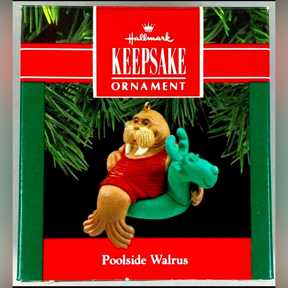 Hallmark Keepsake Vintage Ornament! 1990 Poolside Walrus!